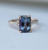 2ct Engagement Ring Radiant London Blue Topaz Diamond Petite 14k Rose Gold Over