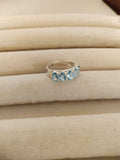 2.5ct Wedding Ring Band Oval Cut Blue Aquamarine Five Stone 14k WhiteGold Finish