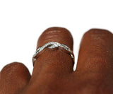 Leaf Wave Eternity Wedding Ring Band 1.5ct Round Cut Diamond 14k White Gold Over