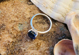 2.4ct Engagement Ring Radiant Cut Blue Sapphire Solitaire 14k White Gold Finish