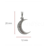 0.12ct Round Cut Moissanite Half Moon Pendant 14k White Gold Plated NO CHAIN