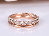 Half Eternity Bridal Set Engagement Ring 1ct Round Diamond 14k Rose Gold Finish