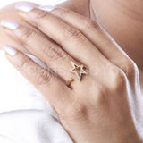 0.5ct Round Cut Moissanite Open Star Women Engagement Ring 14k YellowGold Plated