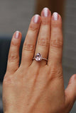 1.8ct Engagement Ring Pear Cut Peach Morganite Diamond Halo 14k Rose Gold Finish