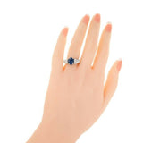 2.7ct Oval Cut Blue Sapphire Engagement Ring Round Accent 14k White Gold Finish