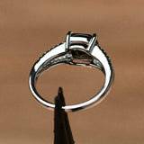 Split Shank Engagement Ring 1.8ct Cushion Cut Black Diamond 14k WhiteGold Finish