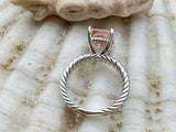 2.6ct Radiant Cut Peach Morganite Braided Solitaire Ring 14k White Gold Finish