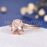 2ct Oval Cut Simulated Morganite Flower Prong Set Ring 14k Rose Gold Plated