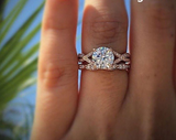 2.3ct Round Cut Diamond Engagement Ring 14k Rose Gold Finish Infinity Bridal Set