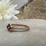 0.5ct Round Cut Simulated Pink Ruby Floral Engagement Ring 14k Rose Gold Plated