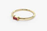 0.5ct Baguette Cut Pink Ruby Solitaire Minimalist Ring 14k Yellow Gold Finish