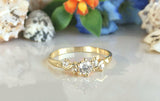 1.2ct Engagement Ring Round Cut Diamond Swirl Wave Shank 14k Yellow Gold Finish
