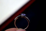 2.25ct Engagement Ring Round Cut Blue Tanzanite Swirl Twist 14k White Gold Over