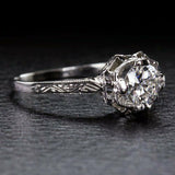 0.75Ct Round Cut Diamond Vintage Antique Engagement Ring 14K White Gold Finish