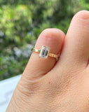 0.5ct Emerald Simulated Diamond Bezel Set Engagement Ring 14k Yellow Gold Plated