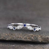 0.5ct Round Cut Blue Tanzanite Wedding Band Curved Stackable 14k White Gold Over