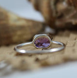 1.5ct Engagement Ring Oval Cut Purple Amethyst Solitaire 14k White Gold Finish