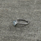 0.5ct Engagement Ring Princess Cut Blue Aquamarine Solitaire 14k Black Gold Over