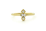Trilogy Minimalist Engagement Ring 0.3ct Baguette Diamond 10k Yellow Gold Finish