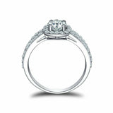 3ct Round Diamond Engagement Ring Halo Split Shank Solitaire 14k White Gold Over