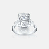 2.5ct Emerald Cut Diamond Engagement Ring Hidden Halo Trilogy 14k WhiteGold Over