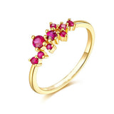1ct Round Cut Pink Ruby Engagement Ring Cluster Minimalist 14k YellowGold Finish