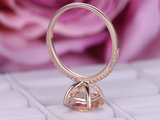 1ct Cushion Peach Morganite Engagement Ring Diamond Accents 14k Rose Gold Finish