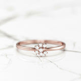 Dainty Cluster Solitaire Engagement Ring 0.5ct Round Diamond 14k YellowGold Over