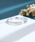 0.2ct Round Cut Moissanite Open Cuff Women Wedding Band 14k White Gold Plated