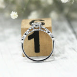 2Ct Round Cut Diamond Dual Row Shank Engagement Ring 14K White Gold Finish