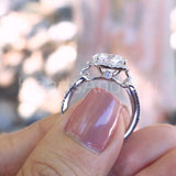 2.2ct Cushion Cut Simulated Diamond Split Shank Halo Ring 14k White Gold Plated