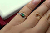 0.56ct Engagement Ring Round Cut Green Emerald Swirl Trilogy 14k White Gold Over