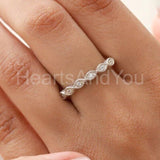 0.3ct Round Cut Moissanite Milgrain Half Eternity Wed Band 14k White Gold Plated