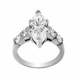 3.8ct Marquise Cut Diamond Solitaire with Accents Ring 14K White Gold Finish