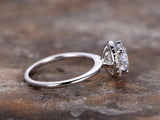 1.2ct Round Cut Diamond Solitaire Cluster Engagement Ring 14k White Gold Finish