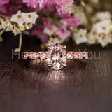 1ct Oval Cut Simulated Morganite Milgrain Engagement Ring 14k Rose Gold Plated