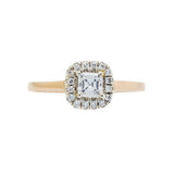 1.6ct Asscher Cut Diamond Engagement Ring Halo Solitaire 14k Yellow Gold Finish