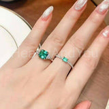 0.4ct Baguette Cut Simulated Green Emerald Minimalist Ring 14k White Gold Plated