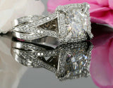 2.5ct Round Cut Diamond Unique Split Band Engagement Ring 14k White Gold Finish