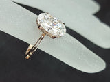 2.2ct Oval Cut Simulated Diamond Solitaire Halo Ring 14k Yellow Gold Plated