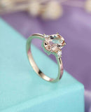 1.2ct Oval Cut Morganite Engagement Ring Minimalist Trilogy 14k Yellow Gold Over