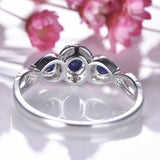 2.2ct Oval Cut Blue Sapphire Engagement Ring Halo Trilogy 14k White Gold Finish