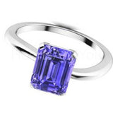 1ct Emerald Cut Simulated Blue Tanzanite Solitaire Ring 14k White Gold Plated