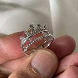 0.2ct Round Cut Moissanite Trendy Stylish Crown Women Ring 14K White Gold Plated
