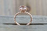 1ct Round Cut Morganite Engagement Ring Solitaire Ball Bead 14k Rose Gold Finish