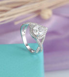 Halo Infinity Split Band Engagement Ring 2ct Pear Cut Diamond 14k WhiteGold Over