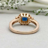 2.25ct Engagement Ring Cushion Cut Blue Sapphire Halo 14k Yellow Gold Finish