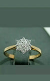 0.5ct Round Cut Moissanite Daisy Flower Cluster Women Ring 14k YellowGold Plated