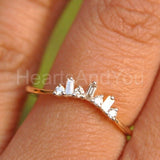 0.15ct Baguette & Round Simulated Diamond Stackable Band 14K Yellow Gold Plated