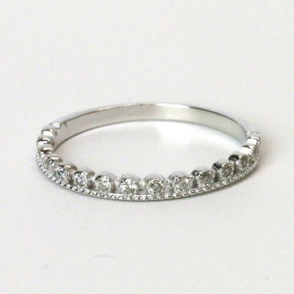 0.9ct Round Cut Diamond Wedding Band Stackable Half Eternity 14k White Gold Over